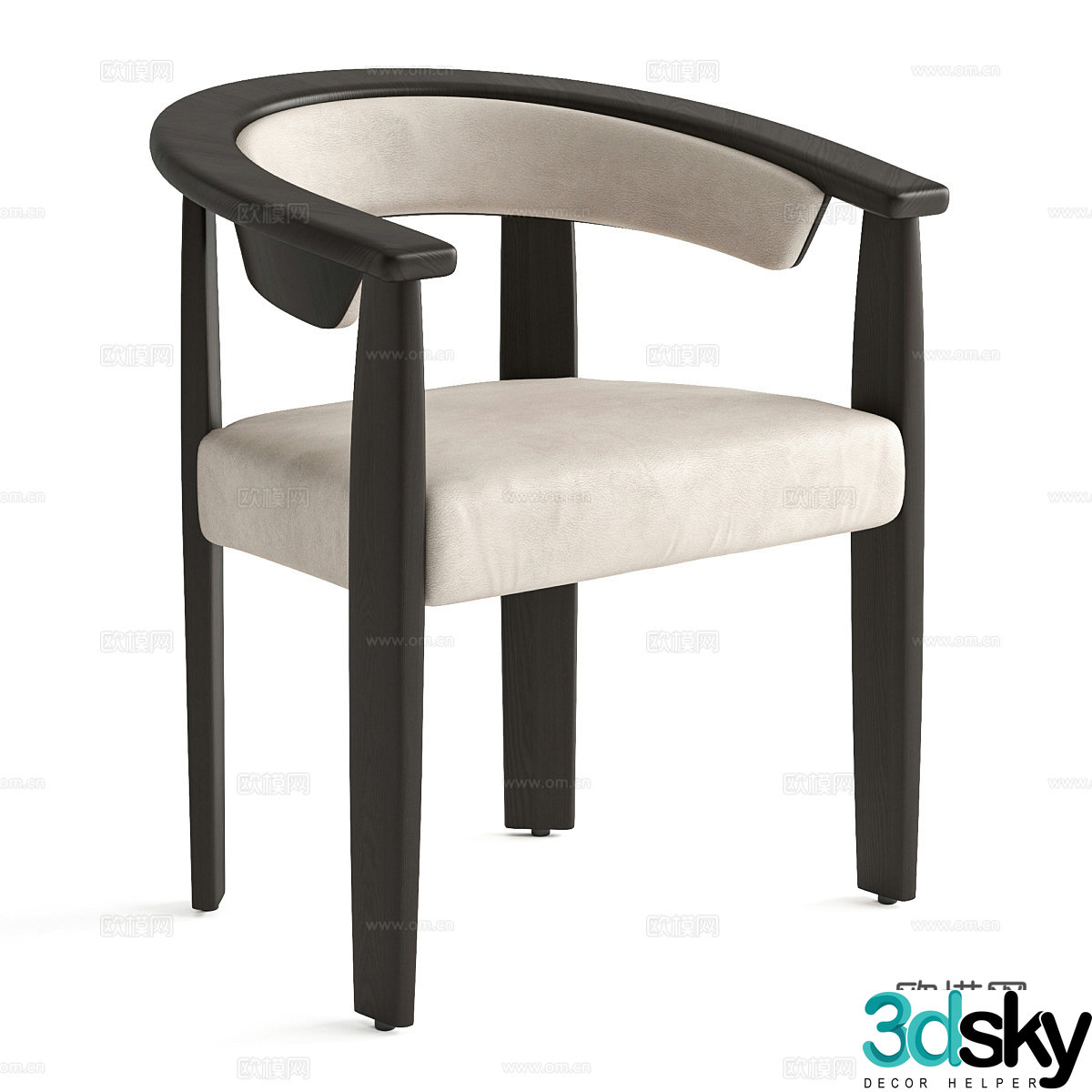 Medium-old single chair Medium-old leisure chair Medium-old dining chair Solid wood dining chair Fabric dining chair Fabric single chair 3D model