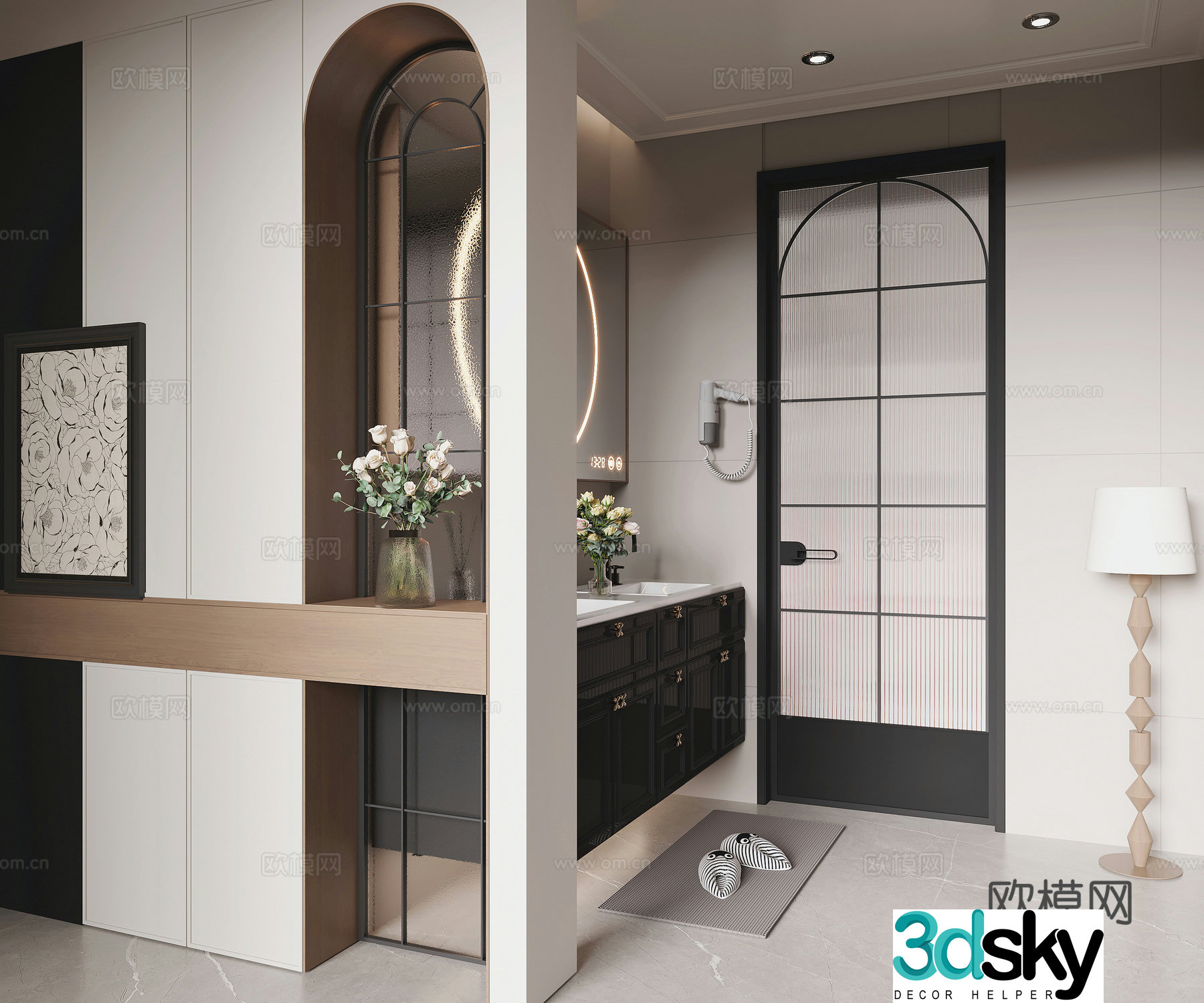 French bathroom dry area 3D model