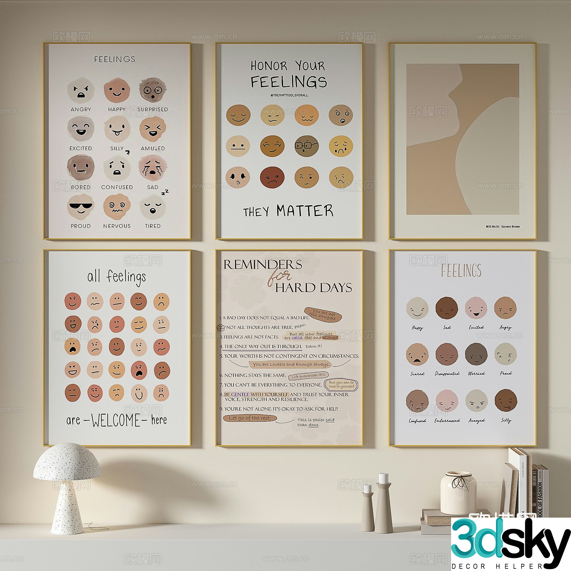 Modern simple decorative painting 3d model