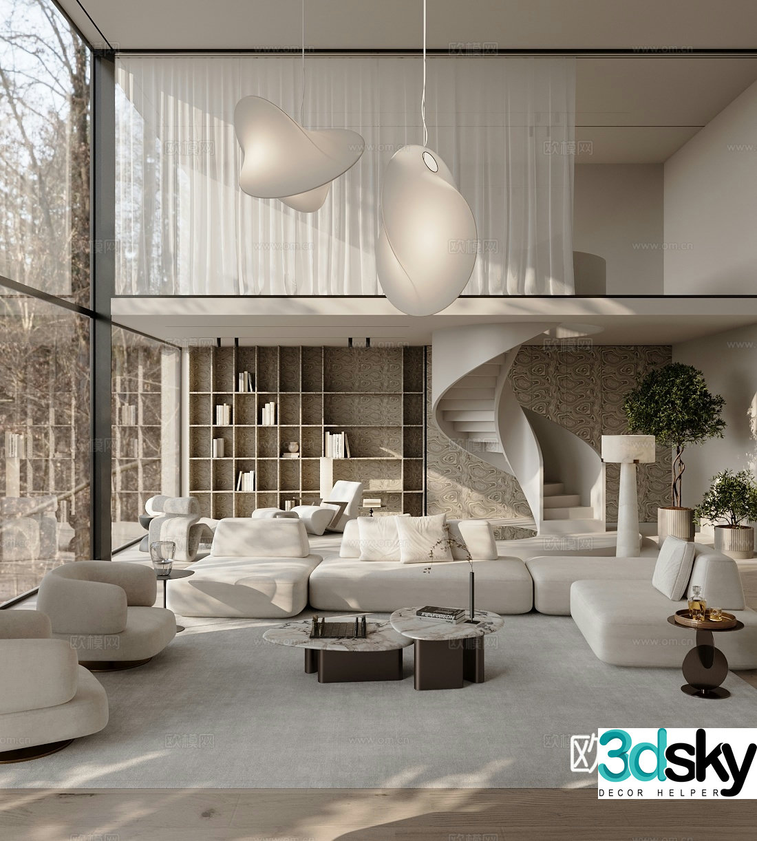 Wasabi Villa Living Room Medium Style Villa Living Room Empty Villa Living Room Black and White Gray Villa Living Room 3D Model