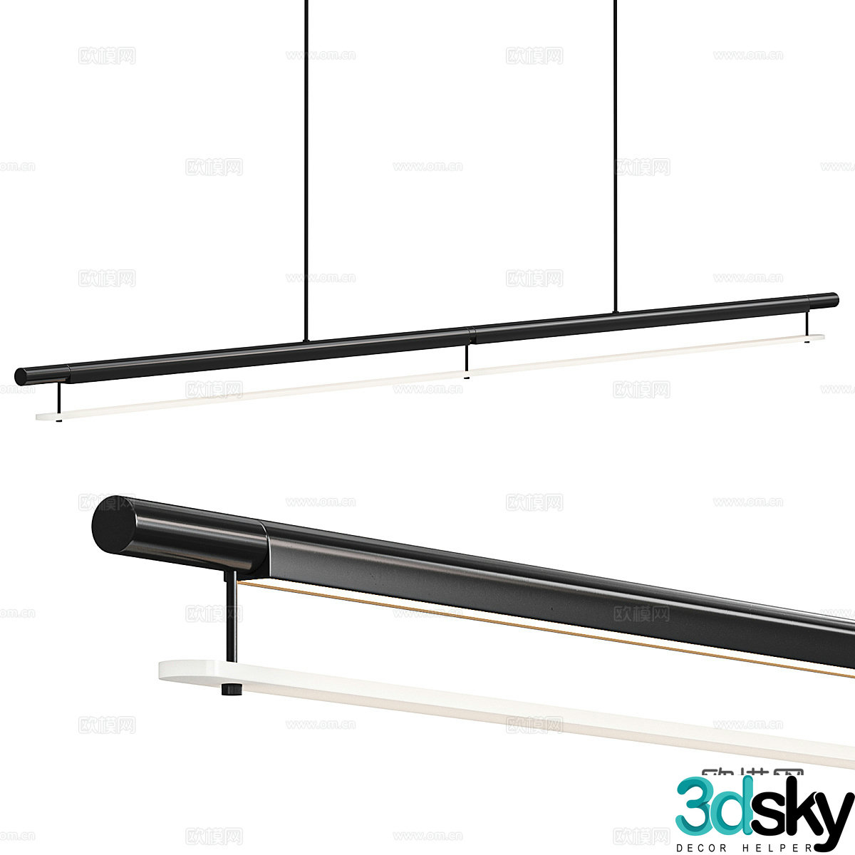 Modern light luxury strip chandeliers 3D model