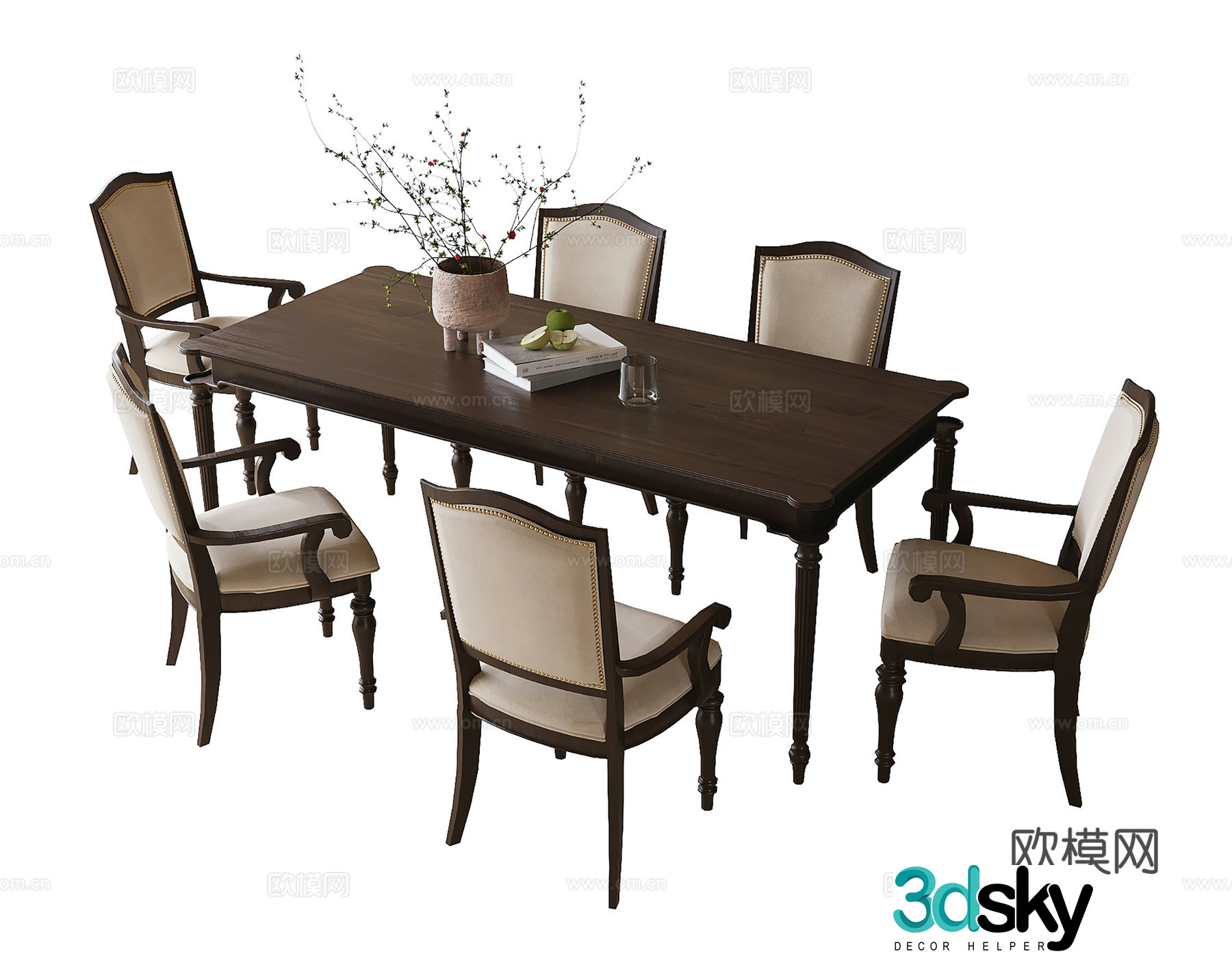 American dining table and chairs Dining chair 3d model