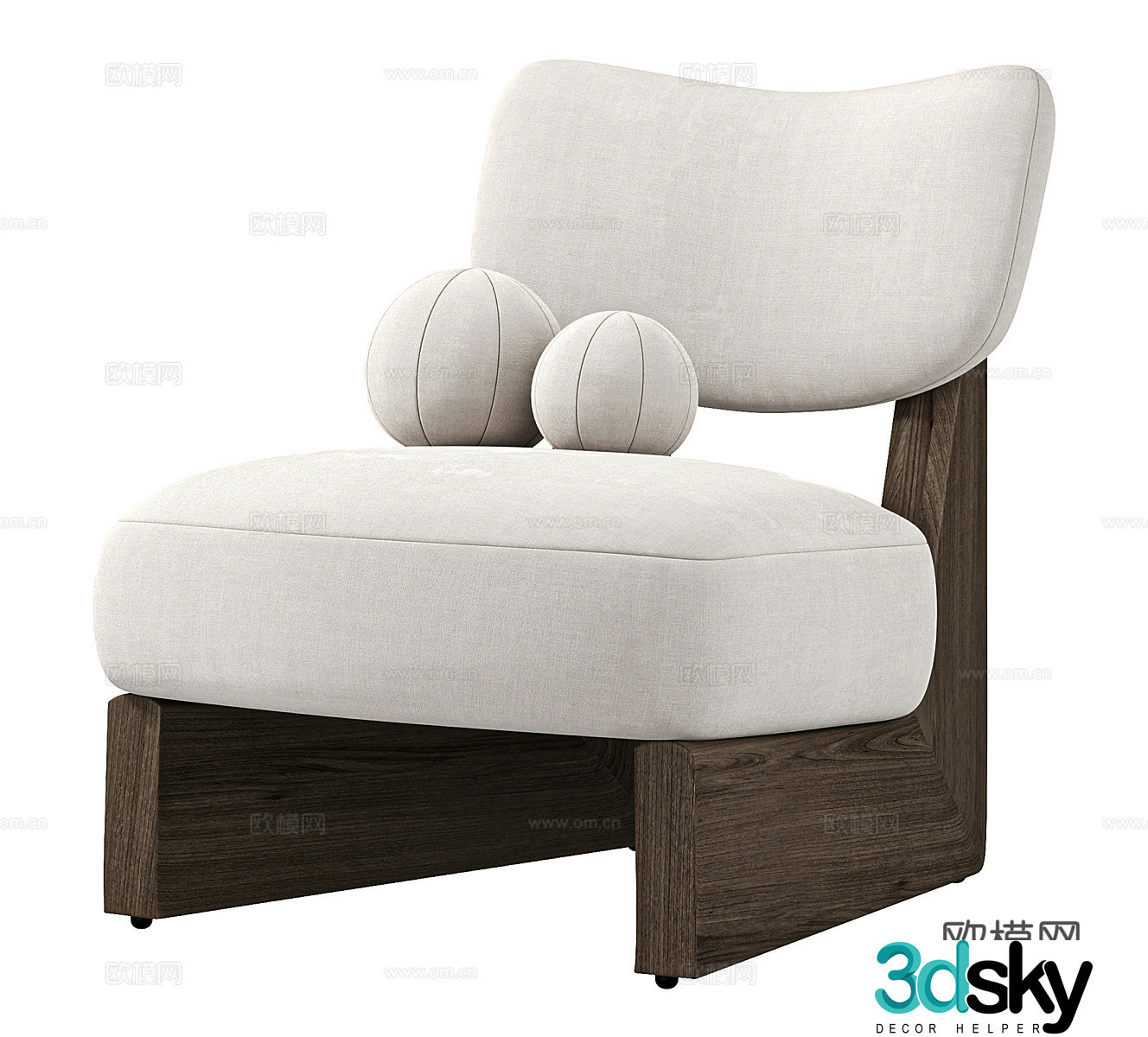 Middle-aged leisure chair middle-aged single sofa Wasabi style single chair B&B single chair B&B leisure chair 3D model