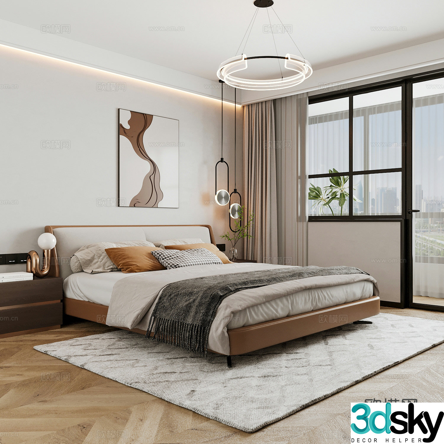 Modern home bedroom Modern bedroom Italian bedroom Simple bedroom Italian bed 3d model