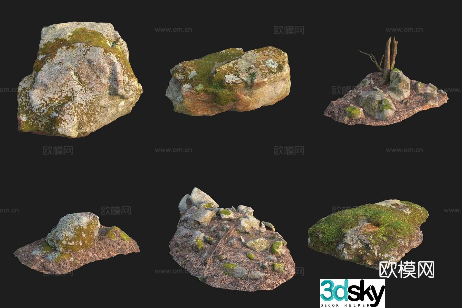 Granite rock stone stone 3d model