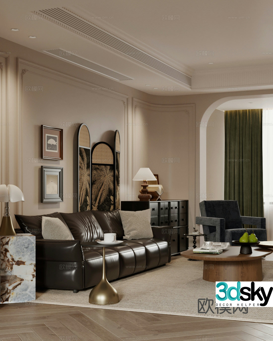 French medieval home living room French retro home living room sofa coffee table combination medieval living room 3D model