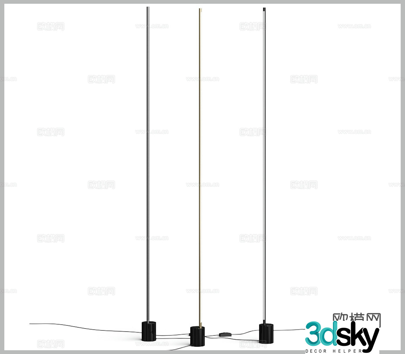 Simple floor lamp Minimalist floor lamp Straight floor lamp Line floor lamp Line floor lamp 3D model
