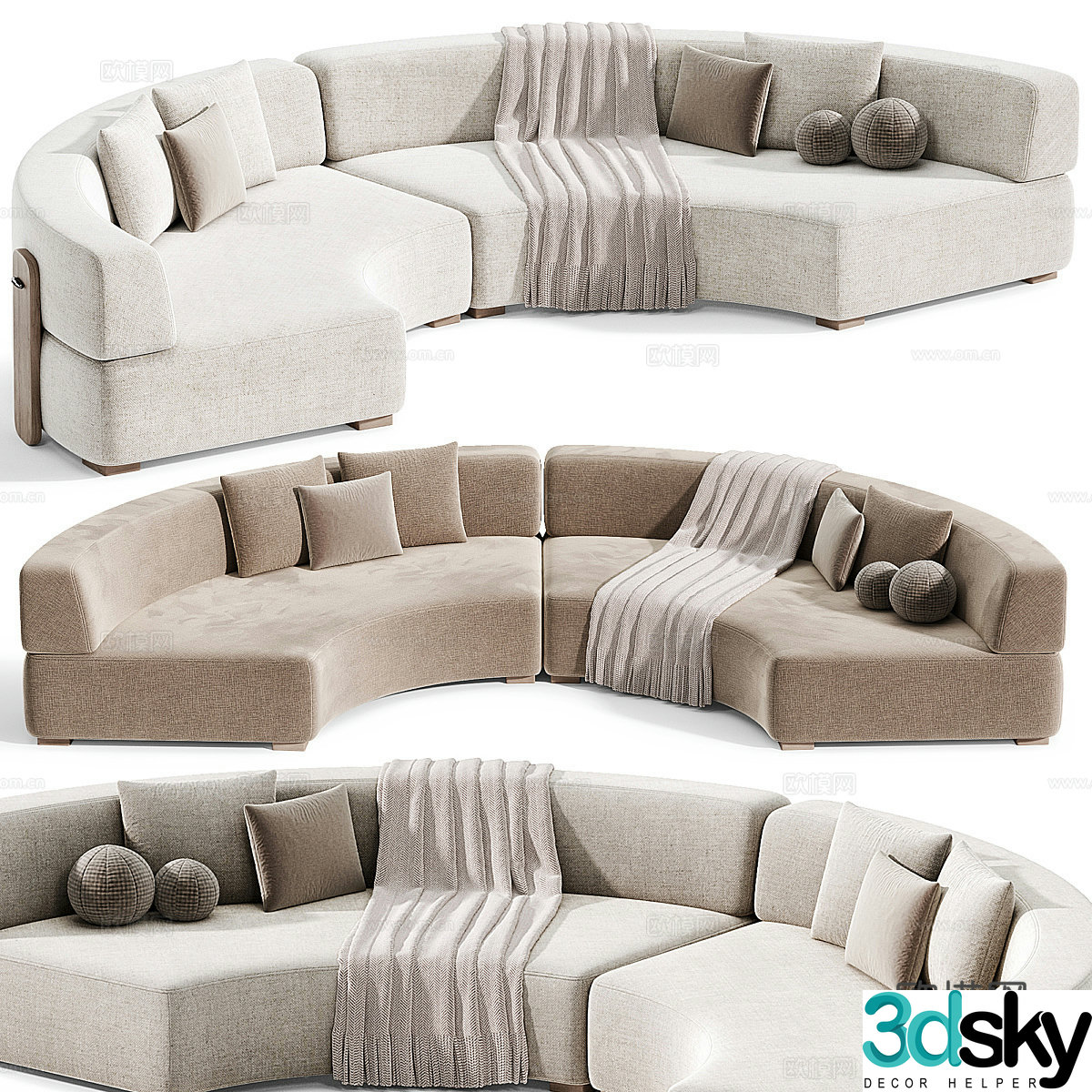 Creamy sofa special-shaped sofa curved sofa sofa booth casual sofa villa sofa 3d model