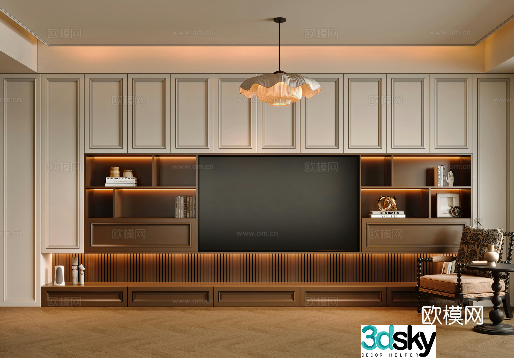 French TV wall 3d model