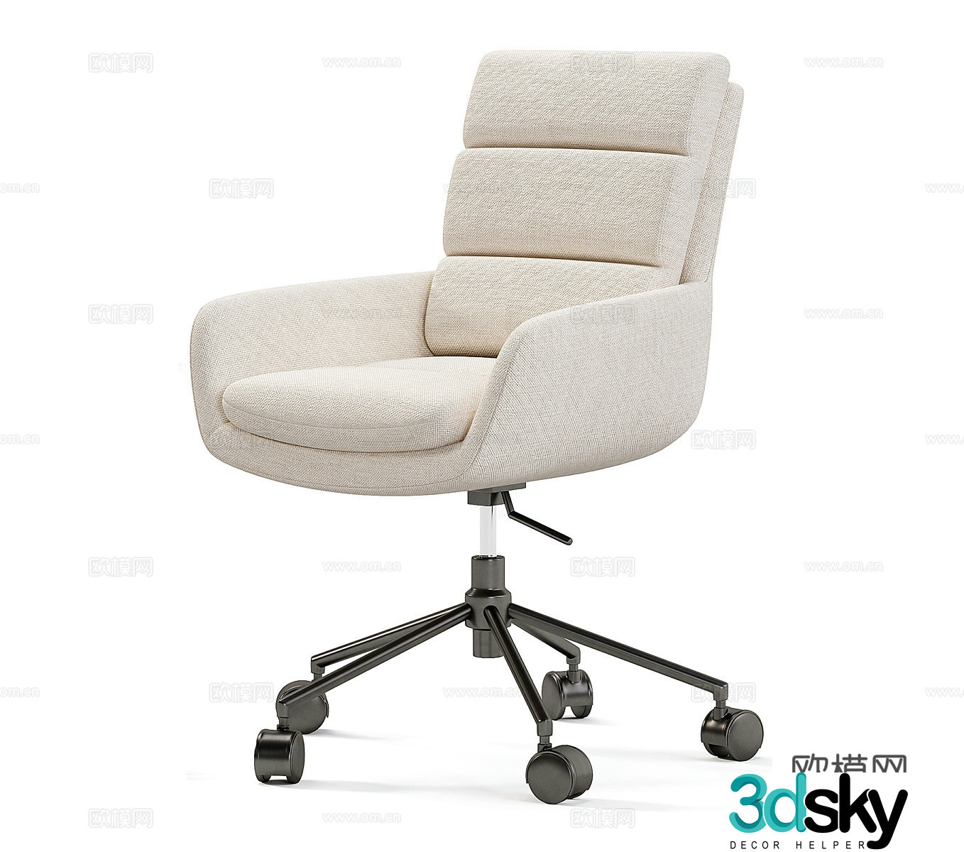 Simple office chair fabric office chair leisure chair single chair work chair wheelchair rotating chair 3d model