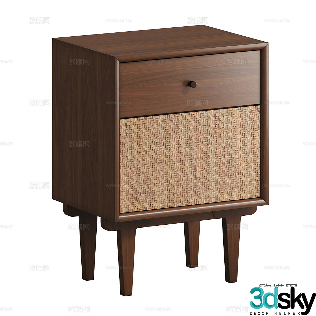 Middle style Dalqui retro bedside table 3D model