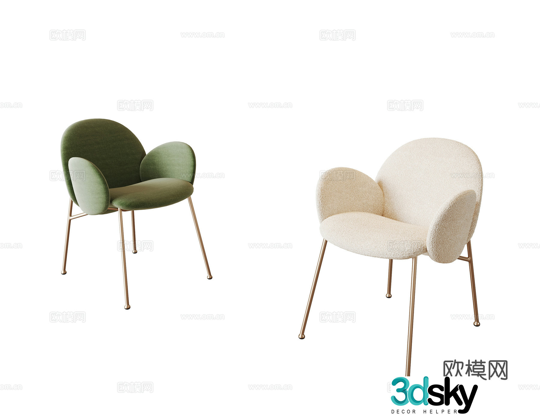 Modern single chair dining chair book chair fabric dining chair 3d model
