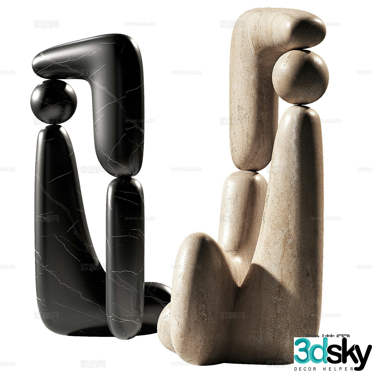 Modern abstract sculpture 3d model