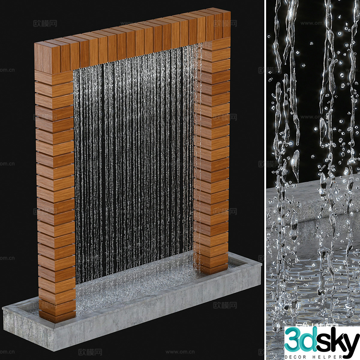 Flowing water wall fountain water curtain wall stacked waterfall flowing waterscape wall waterfall water curtain waterfall landscape landscape 3d model