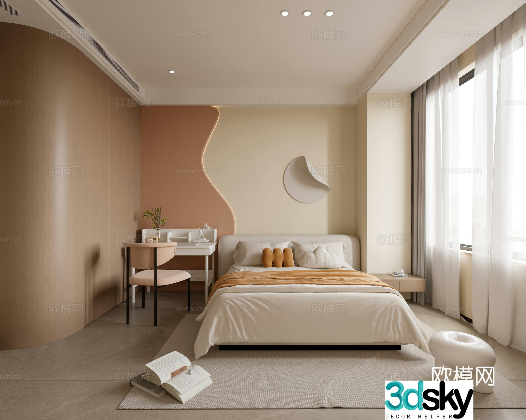 Modern children’s room Desk Modern bedroom Simple hole board Dressing table Children’s room 3D model