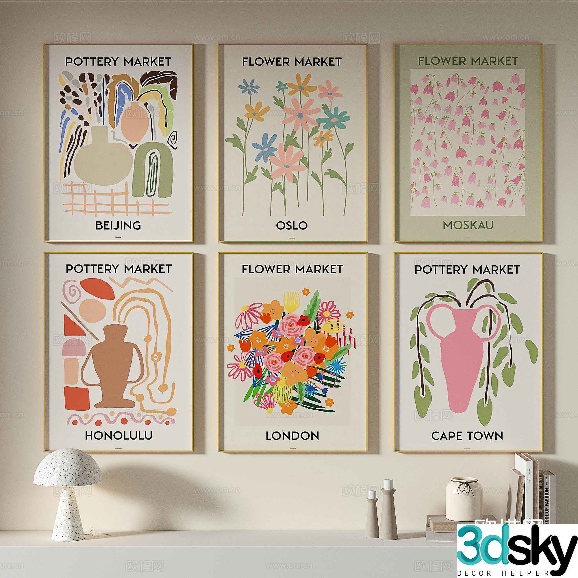 Modern simple decorative painting 3d model