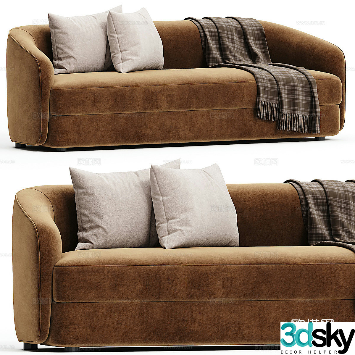 Modern light luxury fabric casual sofa 3D model