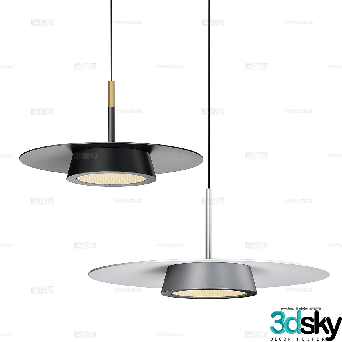 Modern Italian minimalist metal chandeliers 3D model