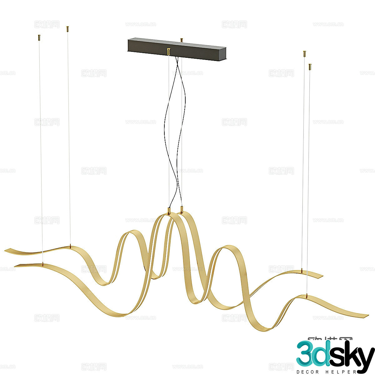 Modern light luxury Bissa linear decorative chandelier 3d model