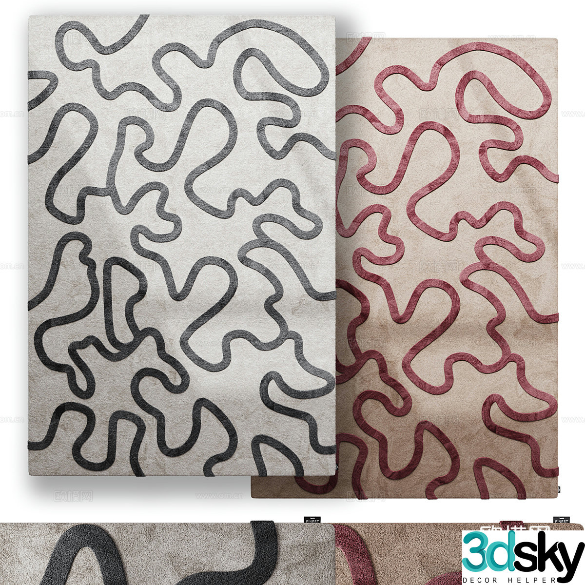 New Chinese style Keith Beige carpet 3d model