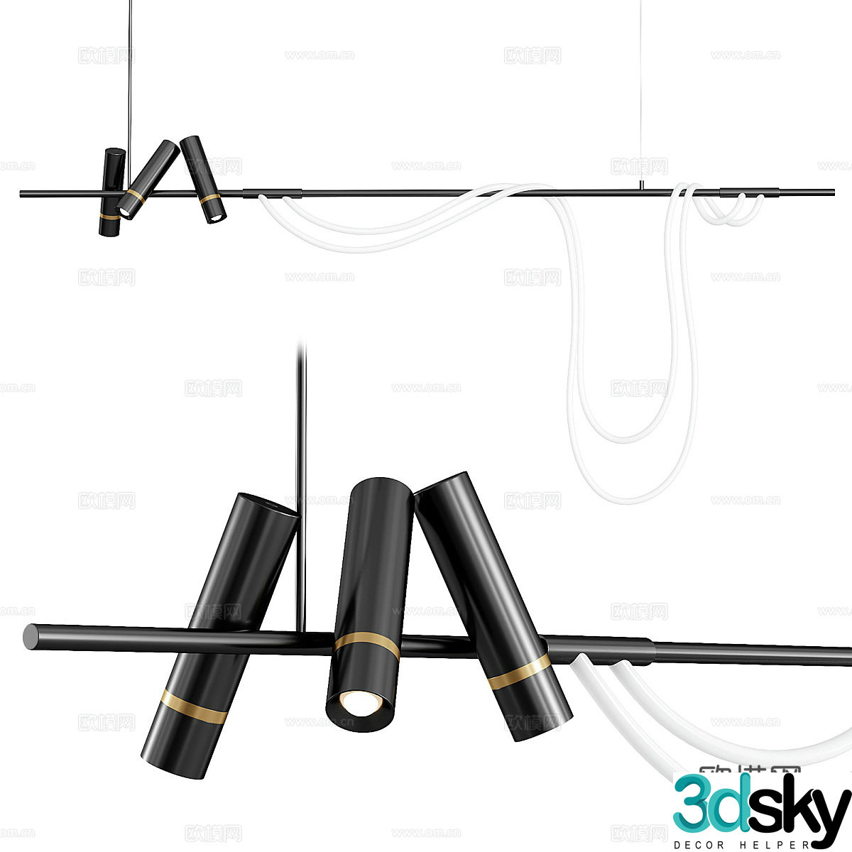 Modern minimalist restaurant decorative chandeliers 3d model