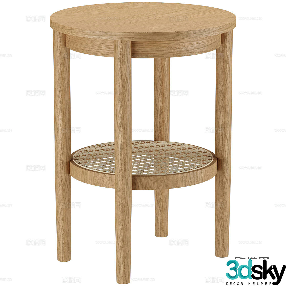 Rattan stool rattan stool bamboo stool round stool sofa stool living room 3D model
