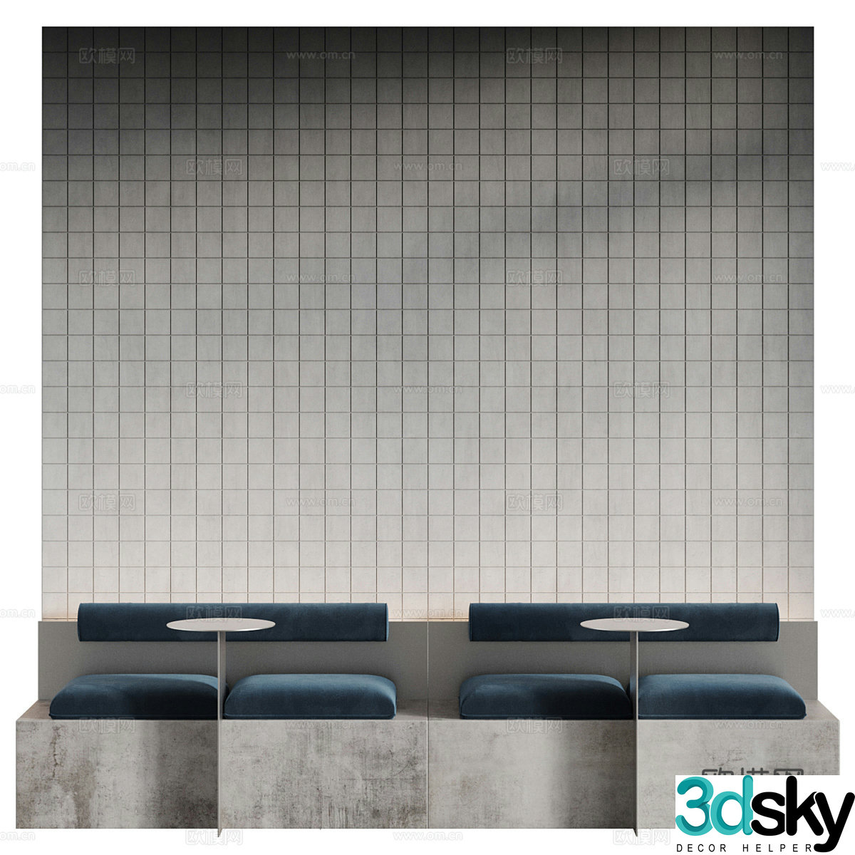 New Chinese style work booth sofa 3D model
