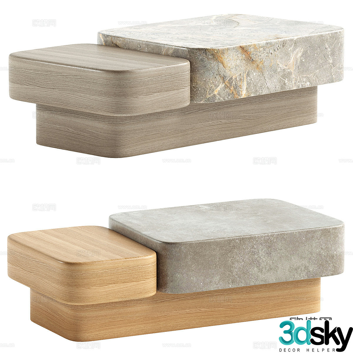 Arcadia rectangular cocktail table 3d model