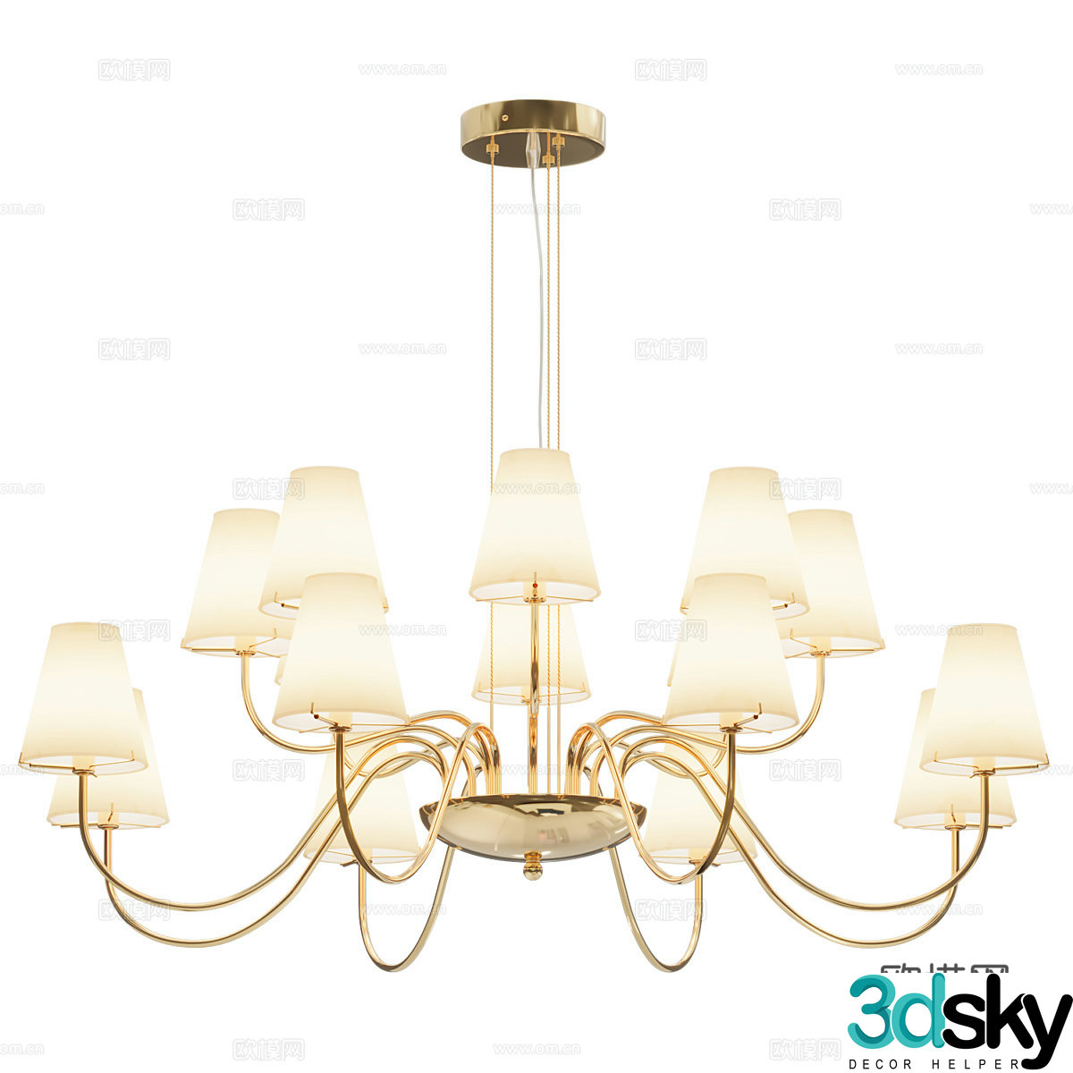 Modern light luxury multi-head decorative chandelier 3d model
