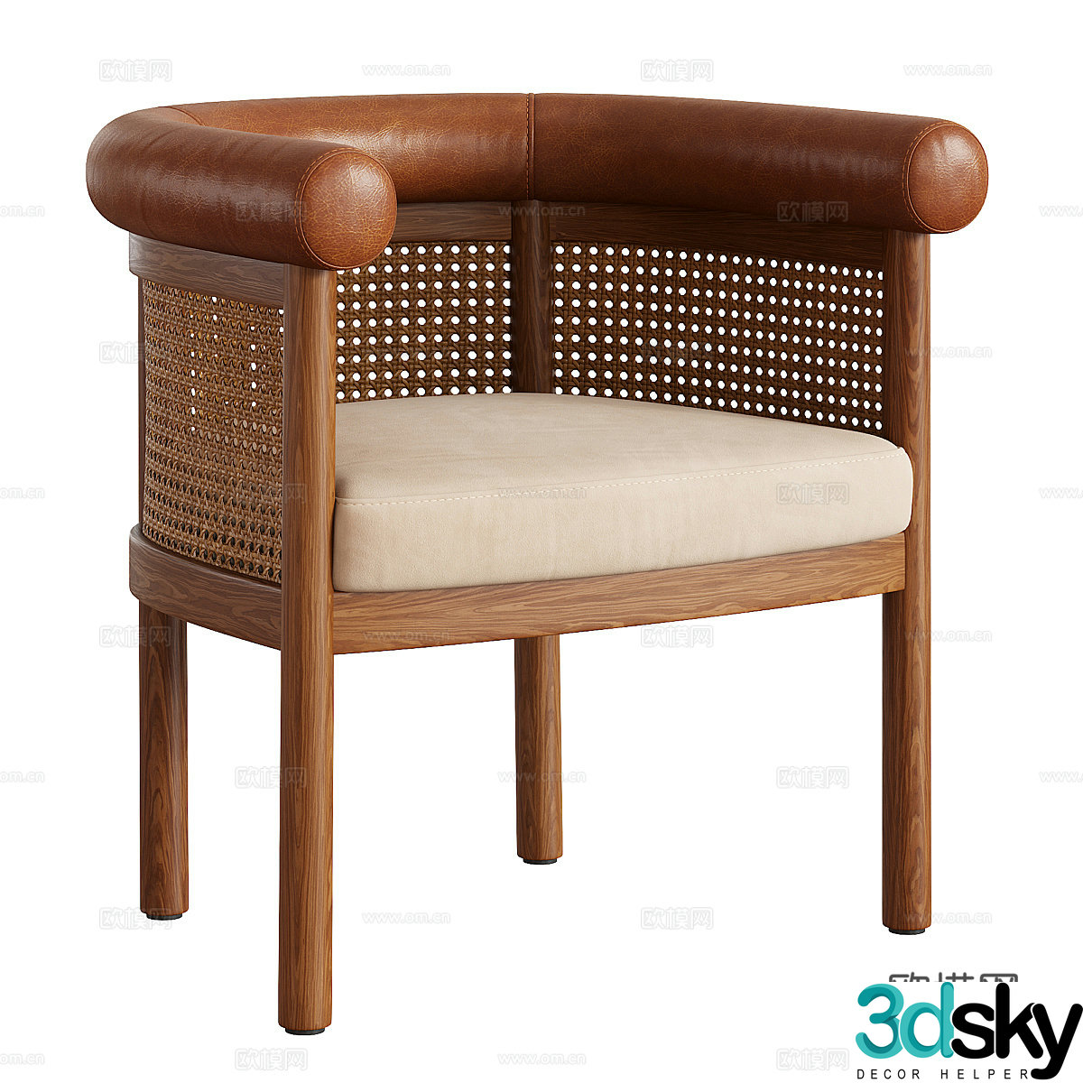 Middle style Jensen dining chair 3d model