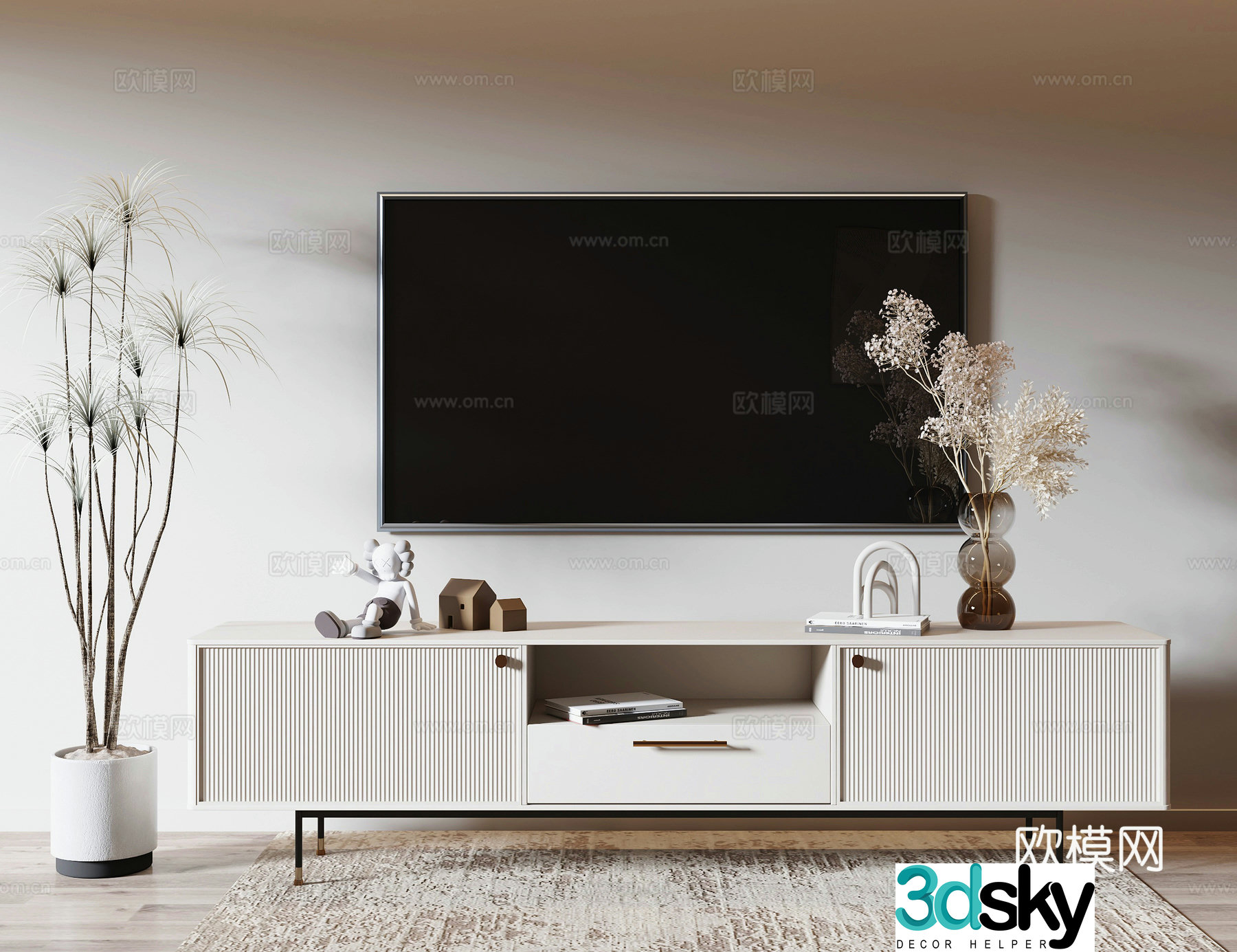 Creamy air TV cabinet 3d model