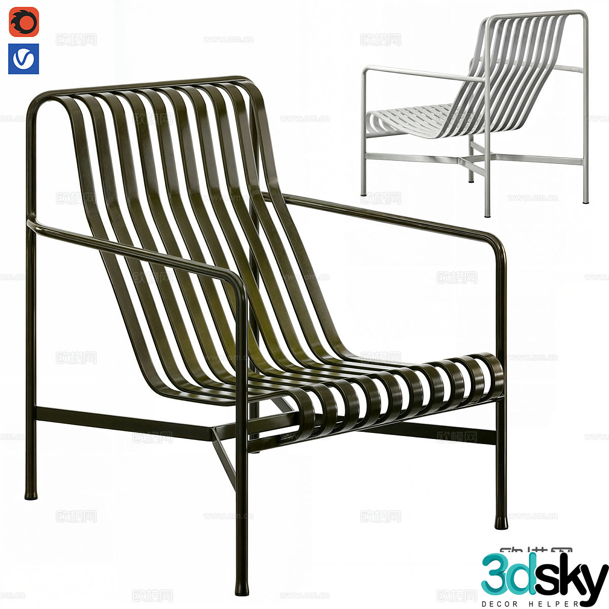 Outdoor leisure chair courtyard leisure chair recliner chair simple single chair wrought-iron leisure chair 3d model