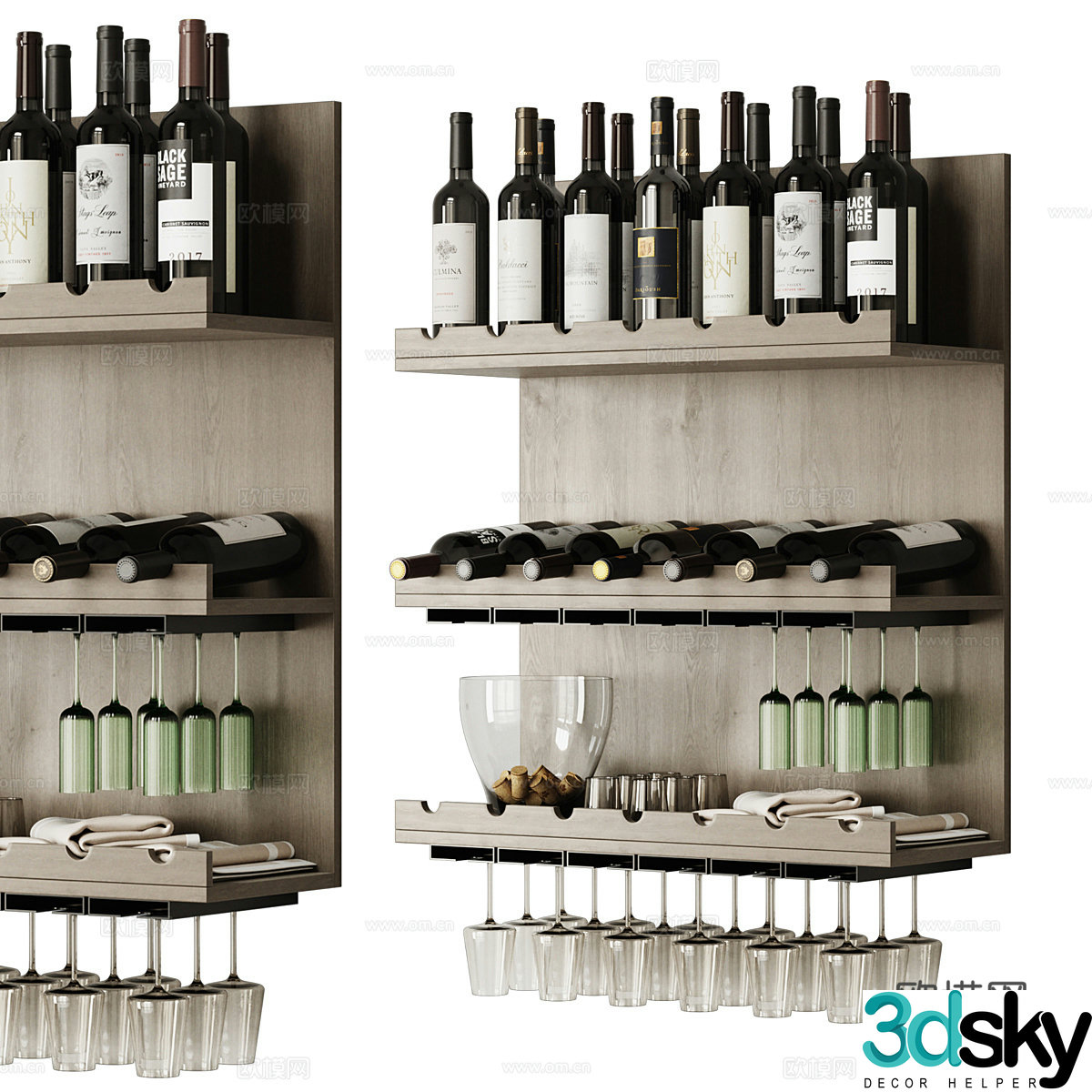 New Chinese wine rack wine cabinet red wine display cabinet 3D model