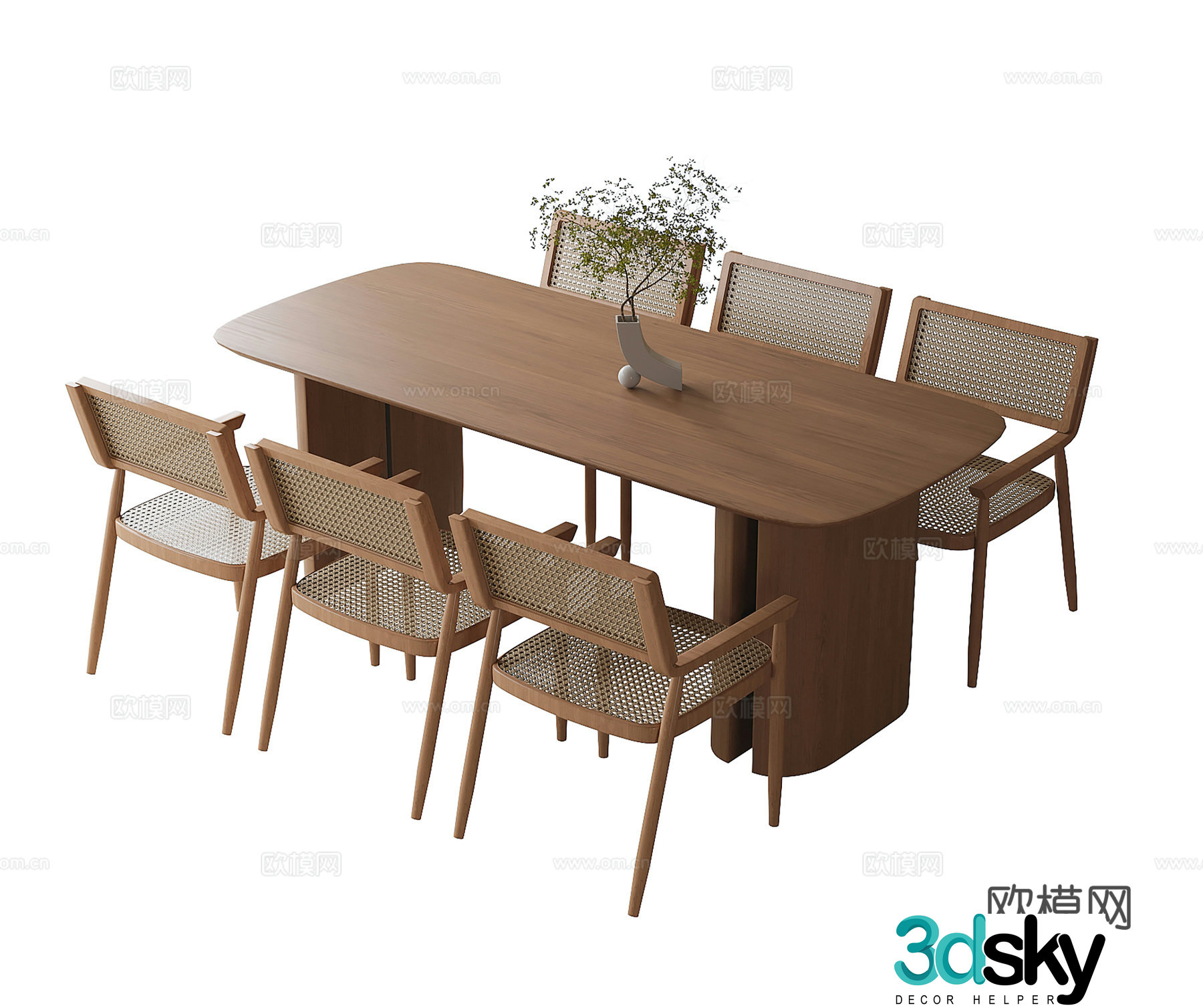 Modern dining table and chair combination dining chair dining table single chair 3d model