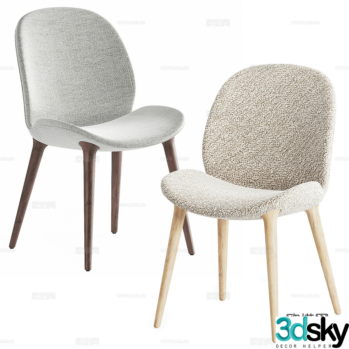 Creamy style single chair milky white dining chair fabric dining chair fabric single chair fabric leisure chair fabric 3d model