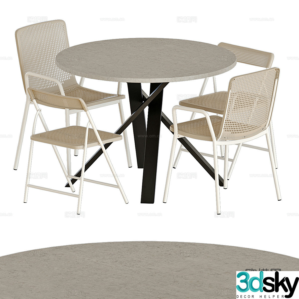 Outdoor table and chair 3d model