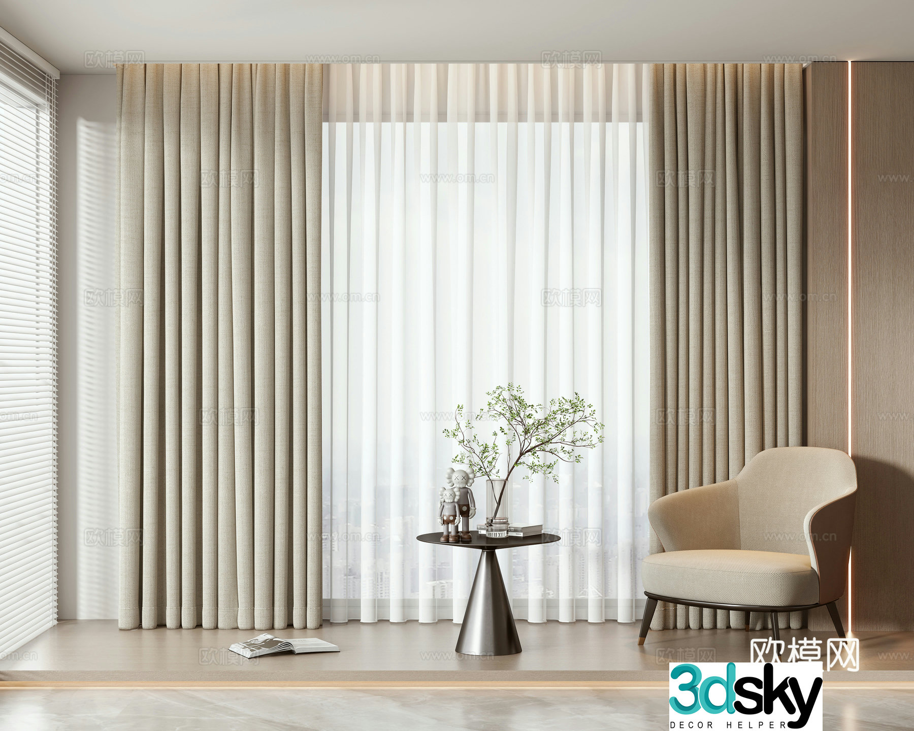 Modern curtain 3d model