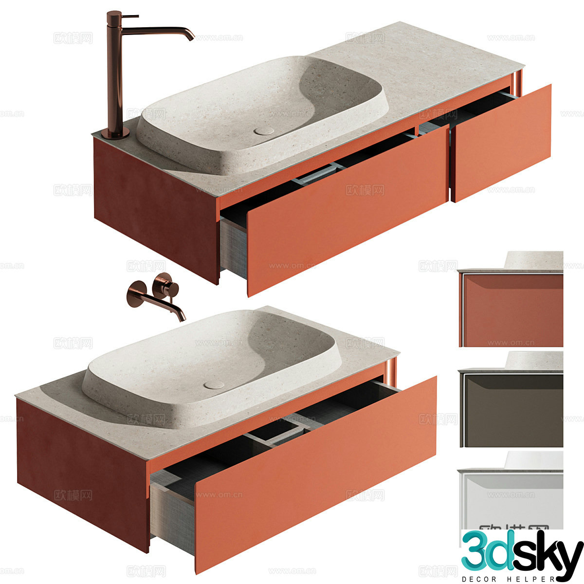 Modern Italian light luxury MAGICA bathroom cabinet 3D model