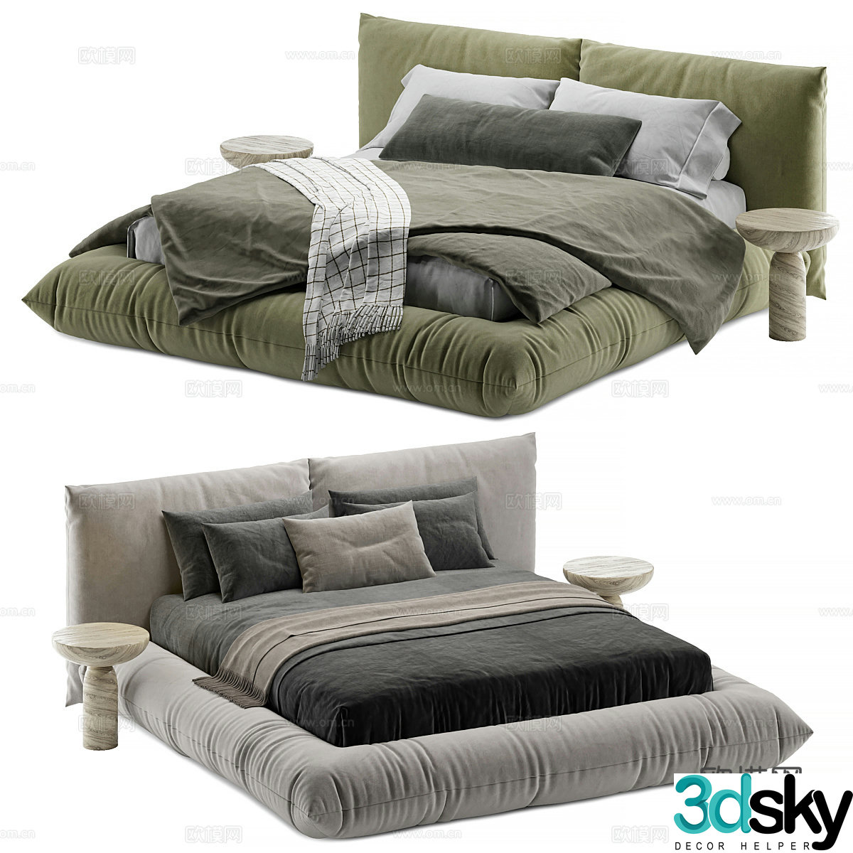 Modern Italian MOG ALBA fabric double bed 3D model