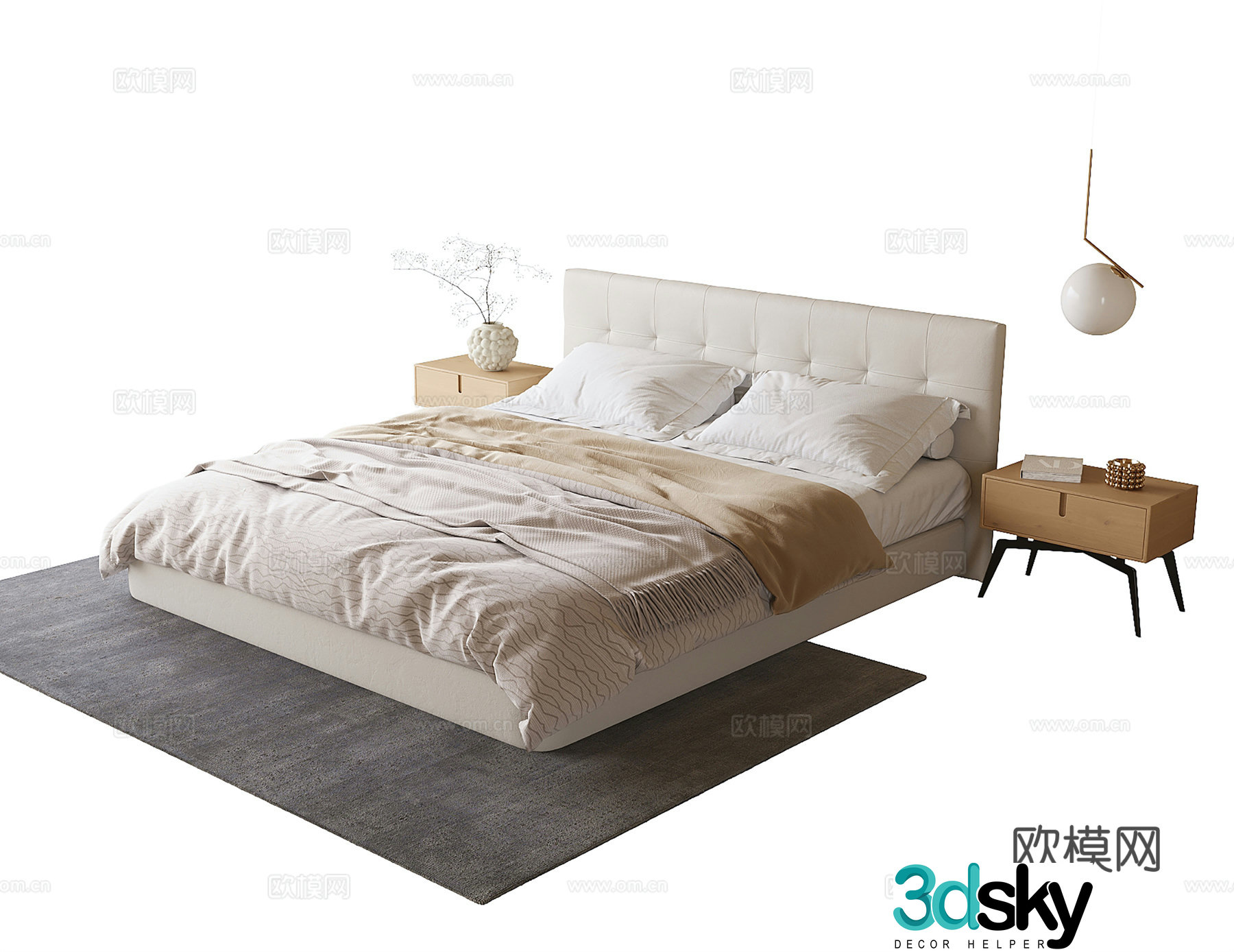 Modern double bed 3d model