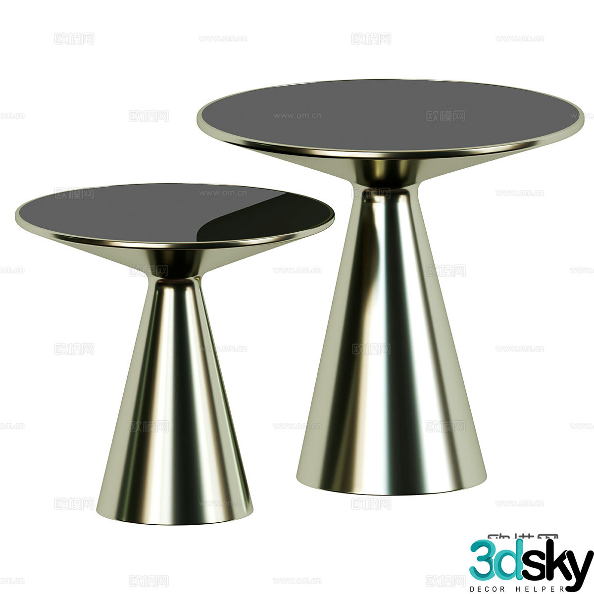 Light luxury side table round side table round side table bedside table sofa side table side table combination of metal 3D model