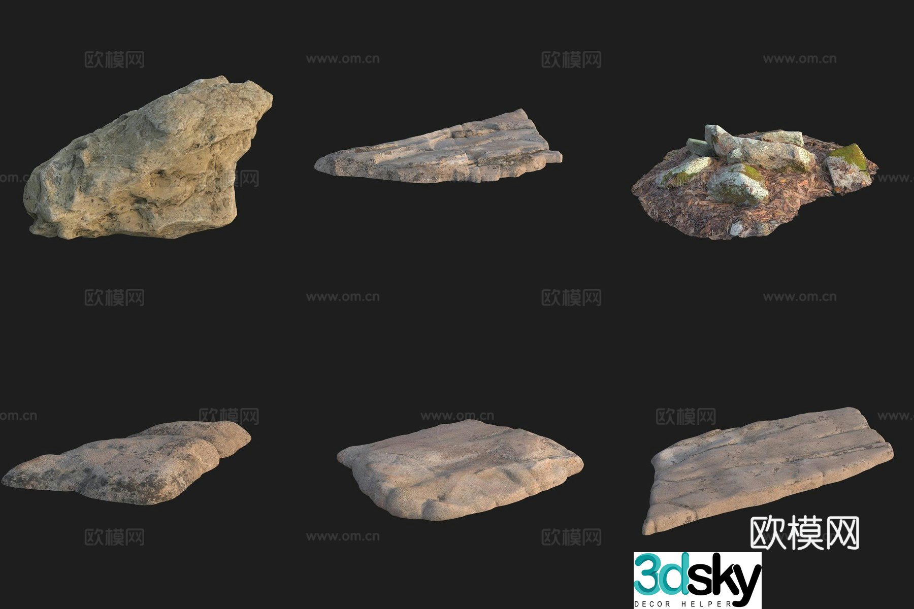Granite rock stone stone 3d model