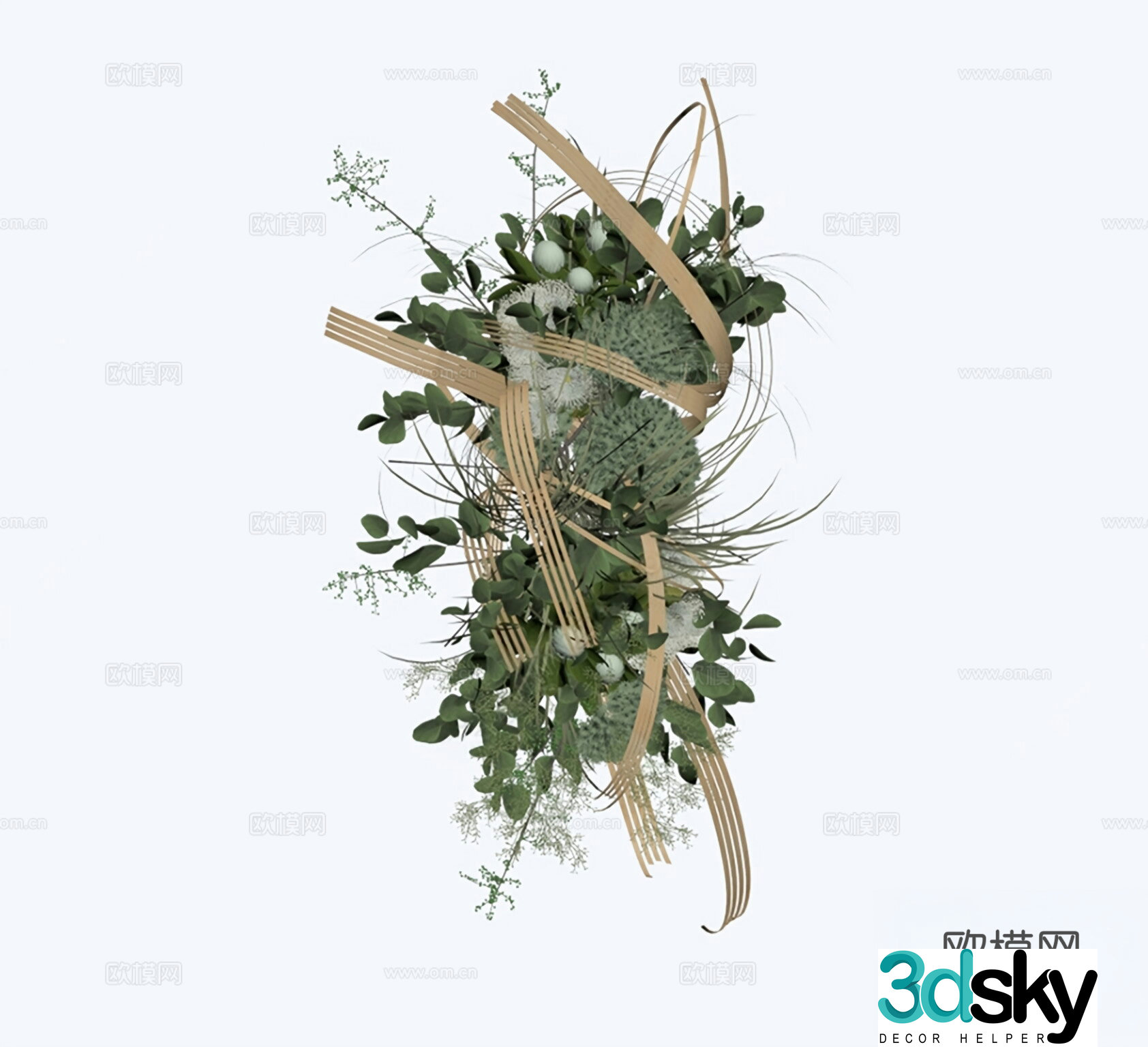 Modern Wasabi Art Installation Suspension Flower Art Suspension Flower Art 3D Model