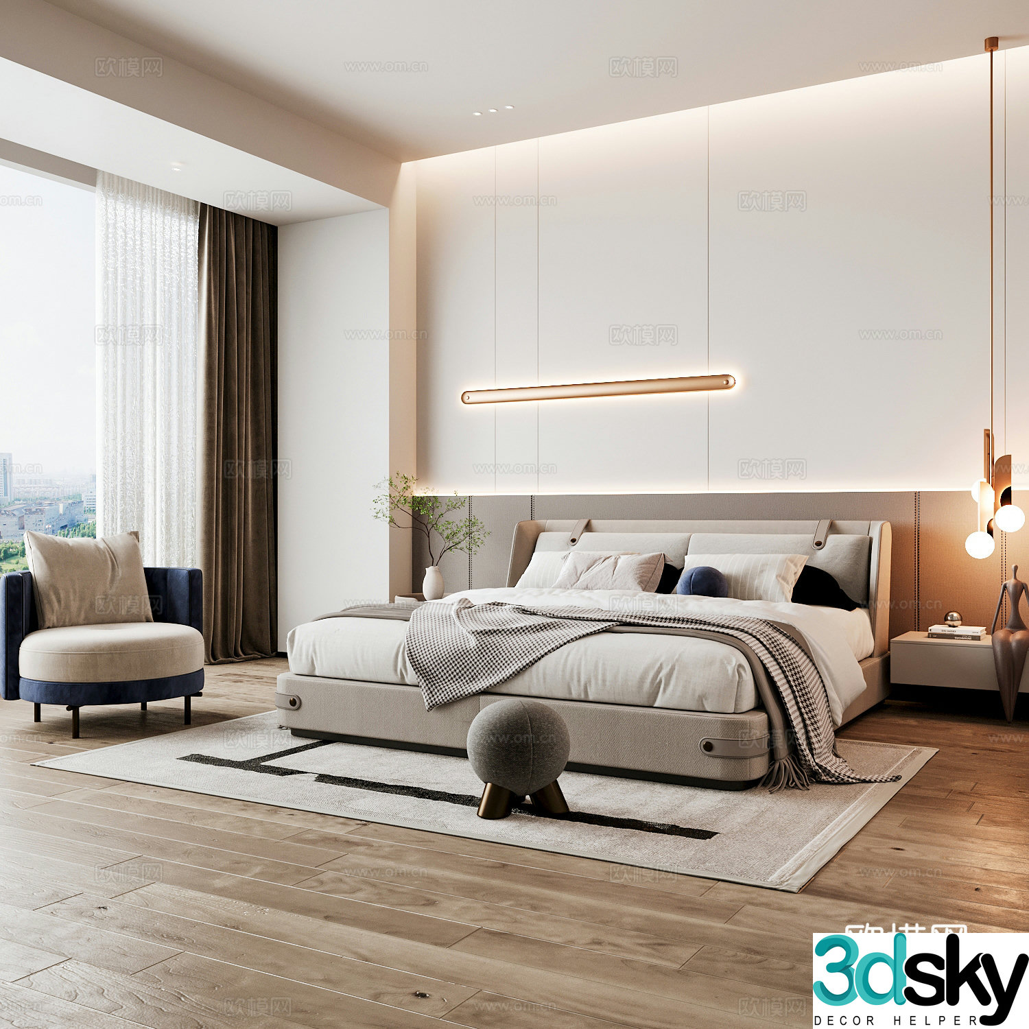 Modern home bedroom Modern bedroom Italian bedroom Simple bedroom Italian bed 3d model