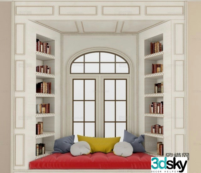 European table and cabinet balcony 3D model