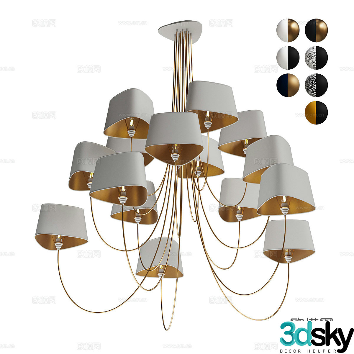 Modern light luxury NUAGE villa hollow decorative chandeliers 3D model