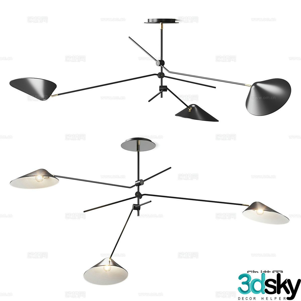 Modern metal decorative chandelier 3d model
