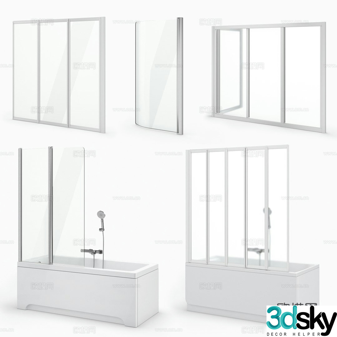 Curtains and bathtub 3d model