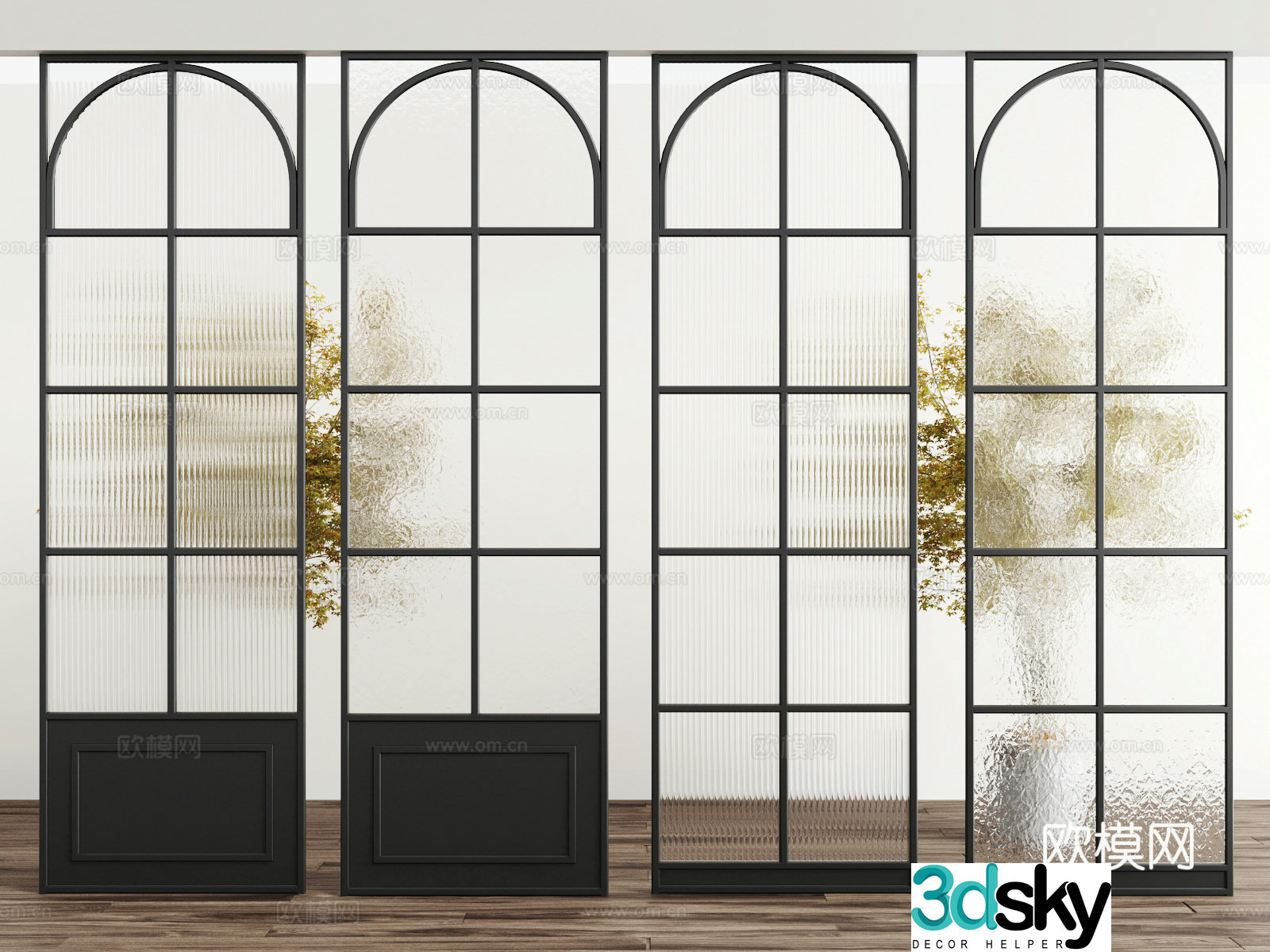 French European glass partition 3D model