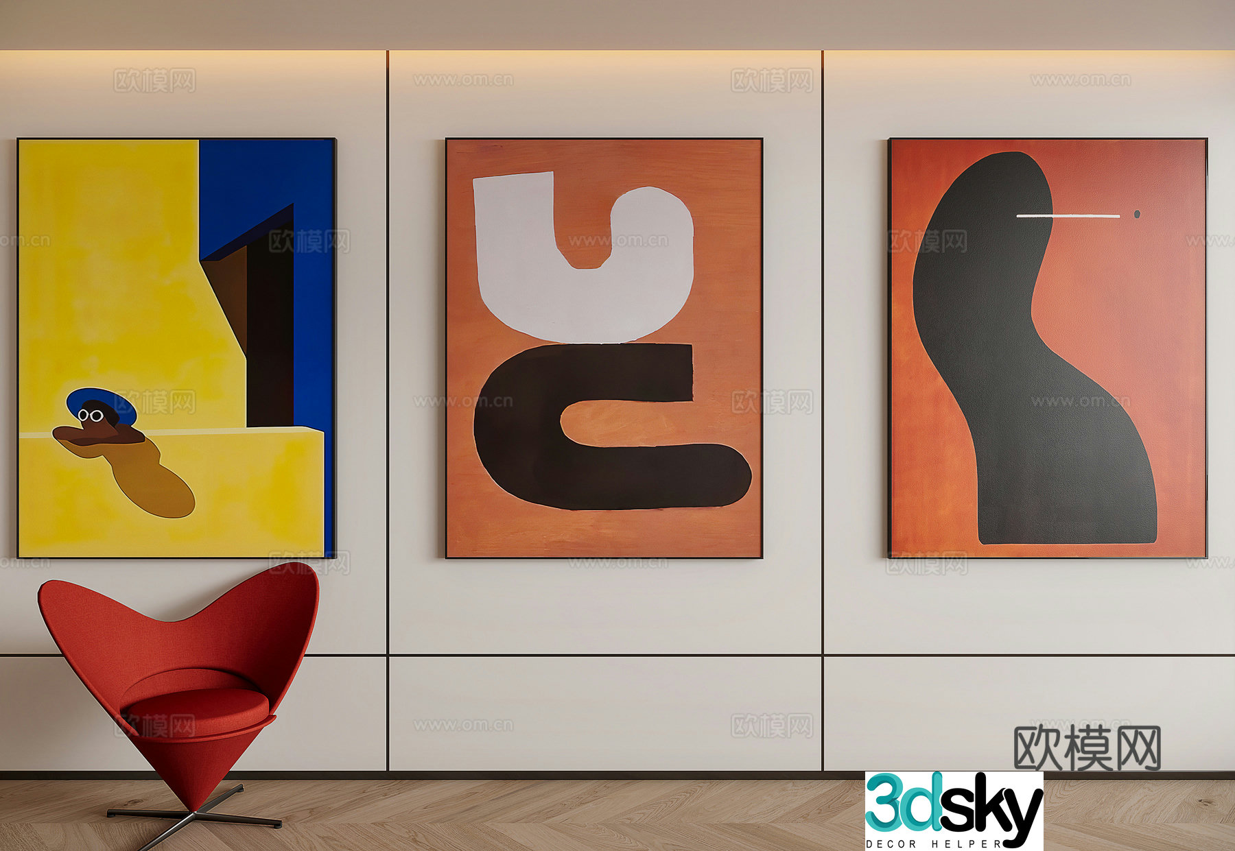 Modern minimalist decorative painting 3d model